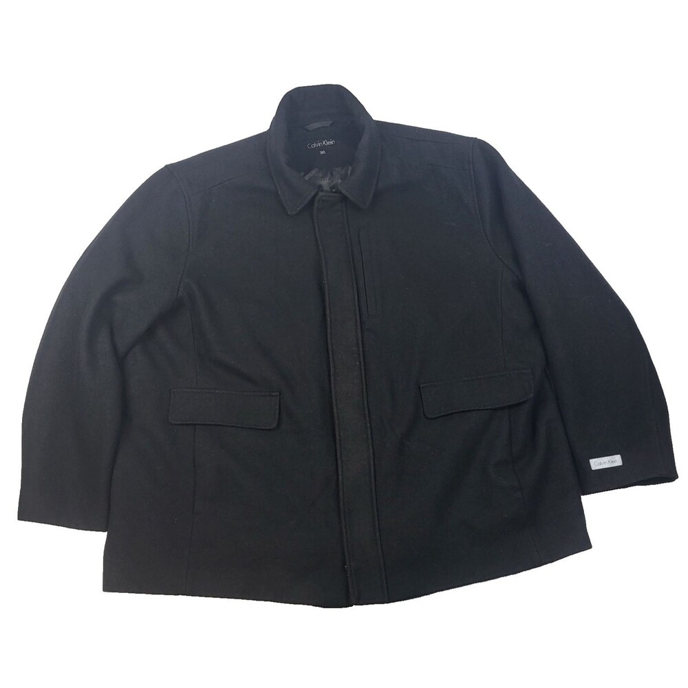Calvin Klein Coat Wool Blend Outdoors Full Zip Black 3XL